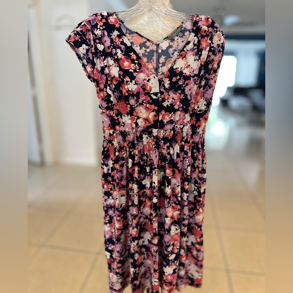 Pink and Purple Ruched Ruffled Sundress with Flutter Cap Sleeves